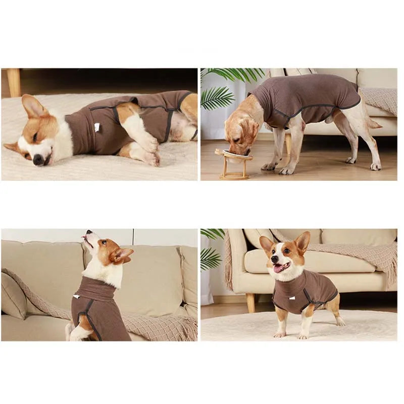 Mono de invierno con cuello alto para todas las razas de perros pequeños y grandes, suéter con capucha elástico, abrigo cálido para Bulldog, ropa para mascotas