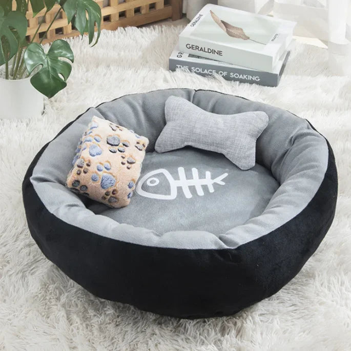 Four-season universal dog nest and cat nest egg tart round solid color pet nest warm mat pet bed high-end pet supplies