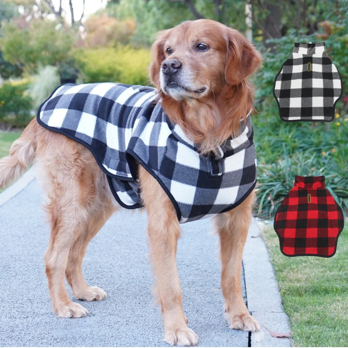 Winter Pet Dog Warm Jacket Cat Fleece Coat Plaid Hoddies Small Medium Large Dog Kitten Sweater French Buldog Big Dog Clothes