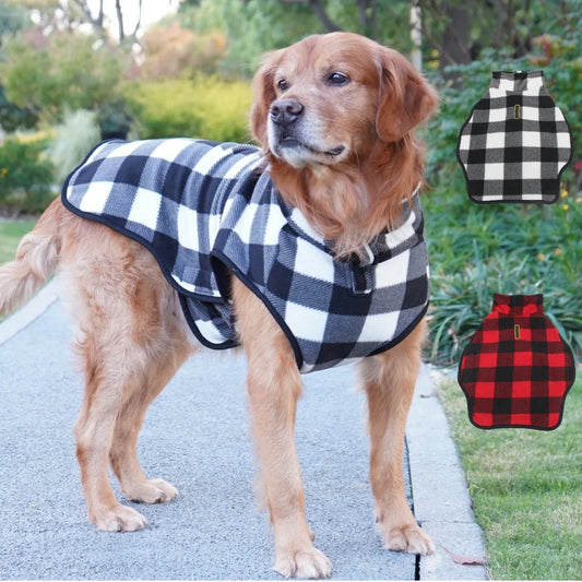 Winter Pet Dog Warm Jacket Cat Fleece Coat Plaid Hoddies Small Medium Large Dog Kitten Sweater French Buldog Big Dog Clothes