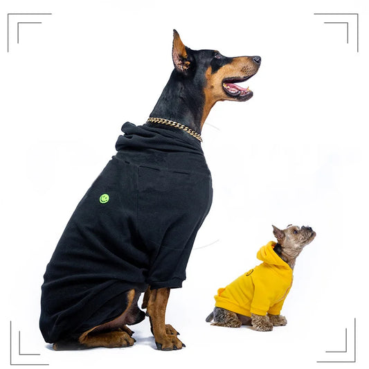 Pet Winter Fashion Casual Solid Color Sweater Coat Trendy Comfortable Big Dog Hoodie Jacket Large Dog Bulldog Clothes Decoration