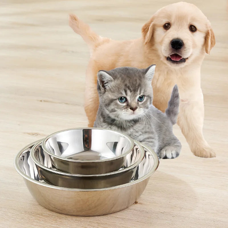 Stainless Steel Metal Dog Bowl for Small Medium Large Dogs Replacement Basic Dog Bowls Thickened Dog Water Feeder Bowls Pet Supp