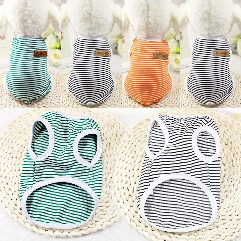 Summer Pet Dog Clothes Cotton Striped Vest t shirt Dog Clothing for Dogs Puppy Outfit shirt Small Pet chihuahua Clothes 25S2