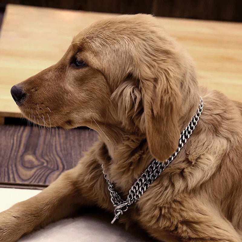 Collar de castigo de perro de 35-70cm, cadena telescópica ajustable de doble fila de Metal, Triple anillo, Collar de perforación a prueba de explosiones, suministros de entrenamiento para perros