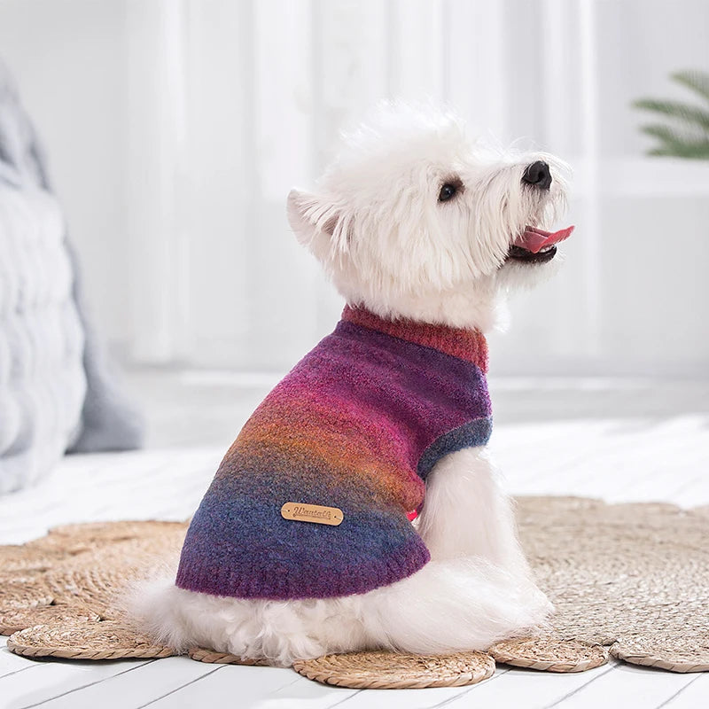 Trendy Puppy Fluffy Sweaters for Small Dogs Pink Luxury Pullover Medium Dog Girl Turtleneck Autumn Winter Knitted Fleece Sweater