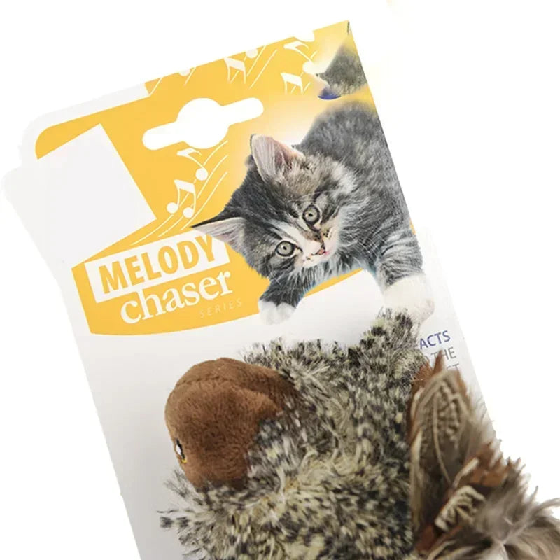 Gigwi Pet Toys Melody Chaser Series Cat Toy Native Feather Simulation Design Simulate the Real Sounds of Animals Toy for Cat