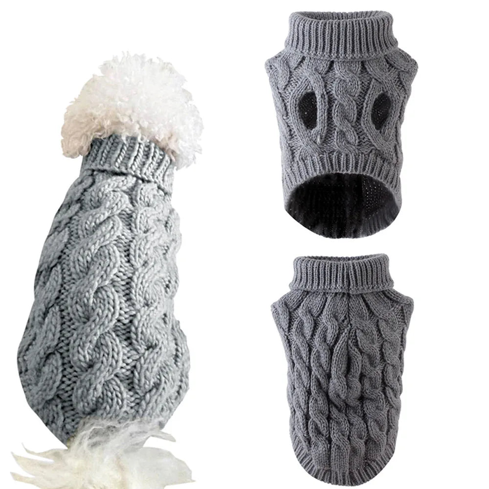 Puppy Dog Sweaters for Small Medium Dogs Cats Clothes Winter Warm Pet Turtleneck Chihuahua Vest Soft Yorkie Coat Teddy Jacket