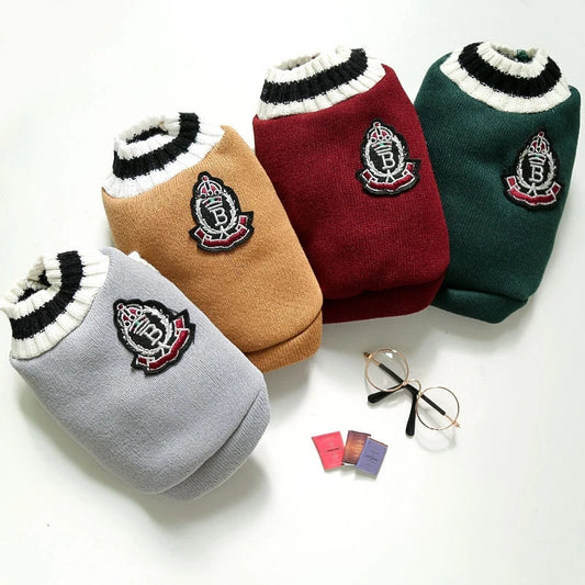 Fashion Dog Sweater Winter Warm Dog Clothes for Small Medium Dogs College Style Cat Sweater Puppy Pullover Chihuahua Dog Clothes