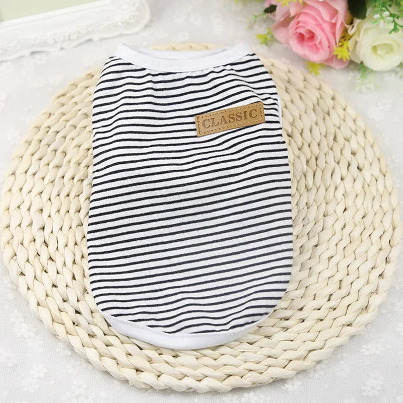 Summer Pet Dog Clothes Cotton Striped Vest t shirt Dog Clothing for Dogs Puppy Outfit shirt Small Pet chihuahua Clothes 25S2