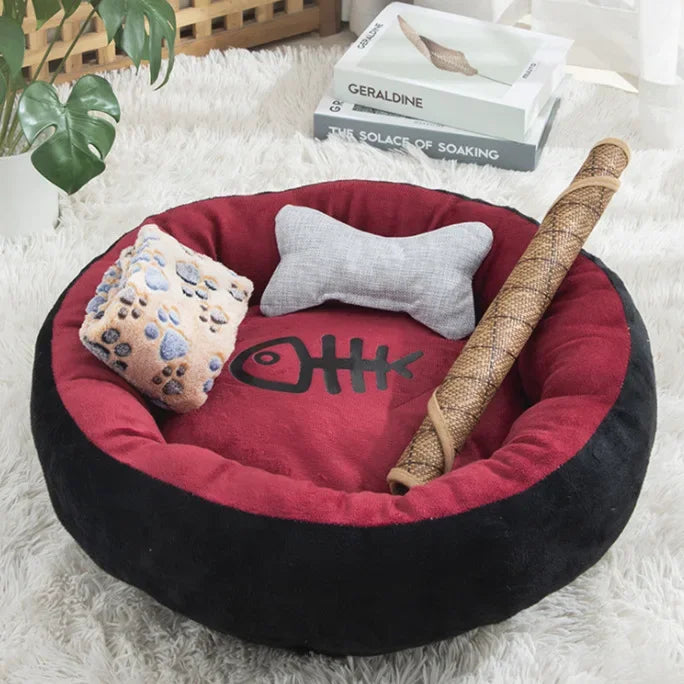 Four-season universal dog nest and cat nest egg tart round solid color pet nest warm mat pet bed high-end pet supplies