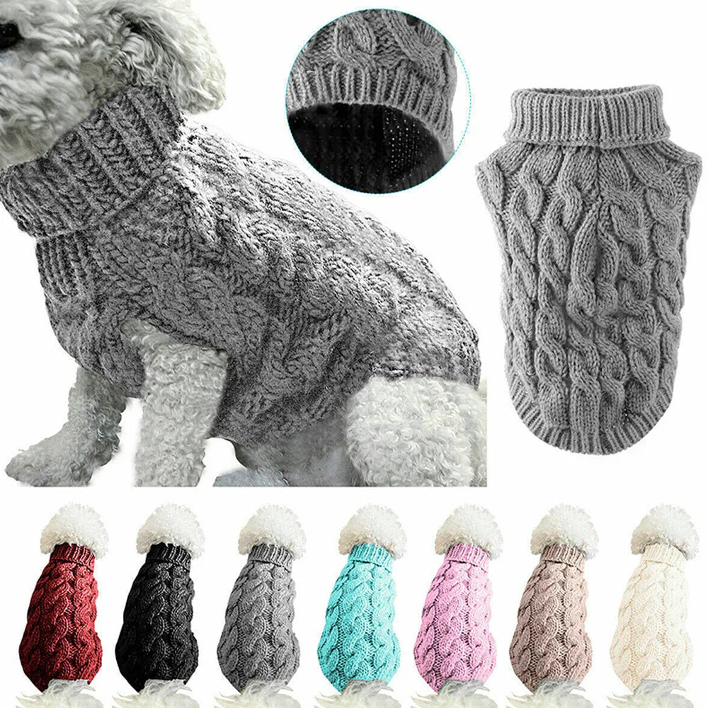 Puppy Dog Sweaters for Small Medium Dogs Cats Clothes Winter Warm Pet Turtleneck Chihuahua Vest Soft Yorkie Coat Teddy Jacket