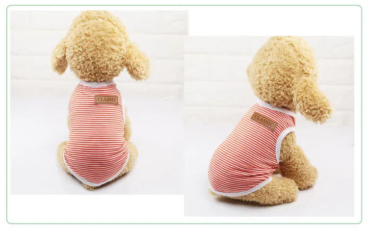 Summer Pet Dog Clothes Cotton Striped Vest t shirt Dog Clothing for Dogs Puppy Outfit shirt Small Pet chihuahua Clothes 25S2