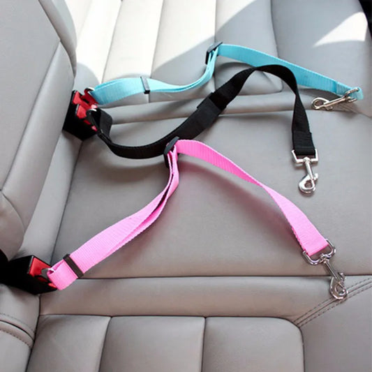 Cinturón de seguridad de coche para mascotas, arnés para vehículo, Clip de plomo, palanca de seguridad, collares de tracción, accesorios para perros