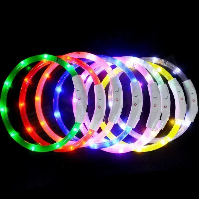 LED Pet Dog Collar Detachable Glowing Necklace Light Flashing USB Loss Prevention Anti-Lost Dogs Night Safety Luminous Products