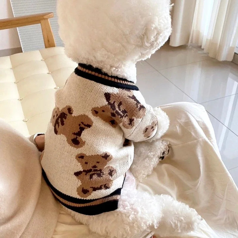 Luxury Dog Clothes for Small Dogs Pet Striped Dog Cardigan Warm Puppy Coat Winter Cat Knitted Sweater Chihuahua Pet Dog Clothes